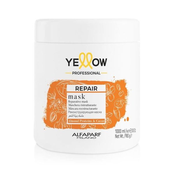 Yellow Alfaparf Repair Mask 1000ml Maschera Riparatrice Per Capelli Danneggiati E Fragili